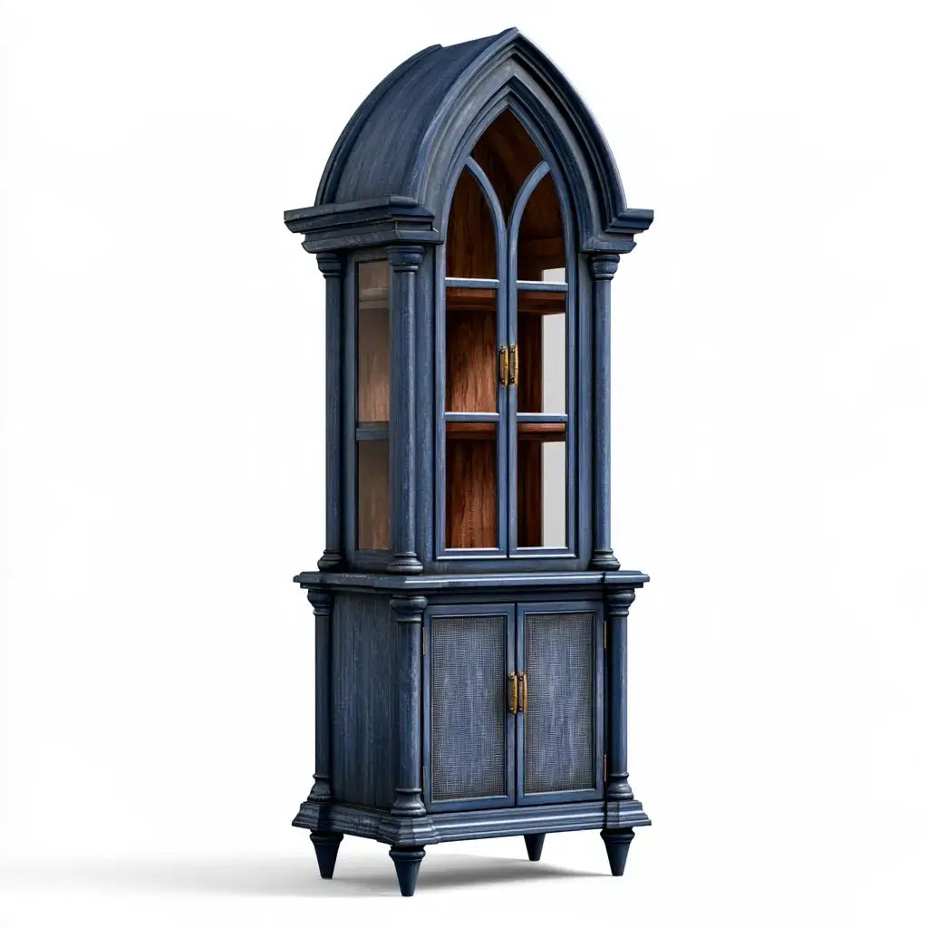 Vitrina con remate de arco apuntado - azul