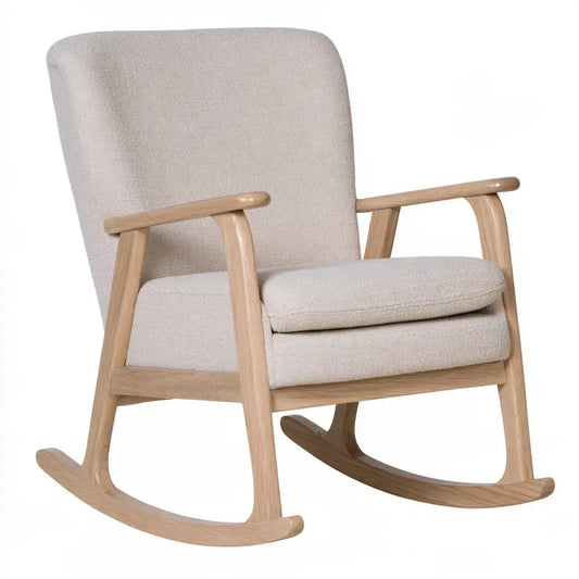 Mecedora con brazos rectos y cojines lisos - beige