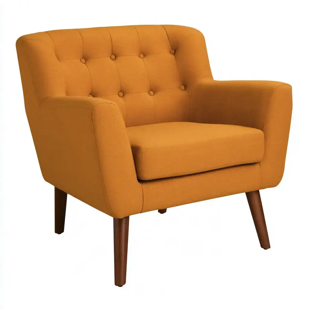 Sillón con respaldo de botones y brazos rectos - naranja