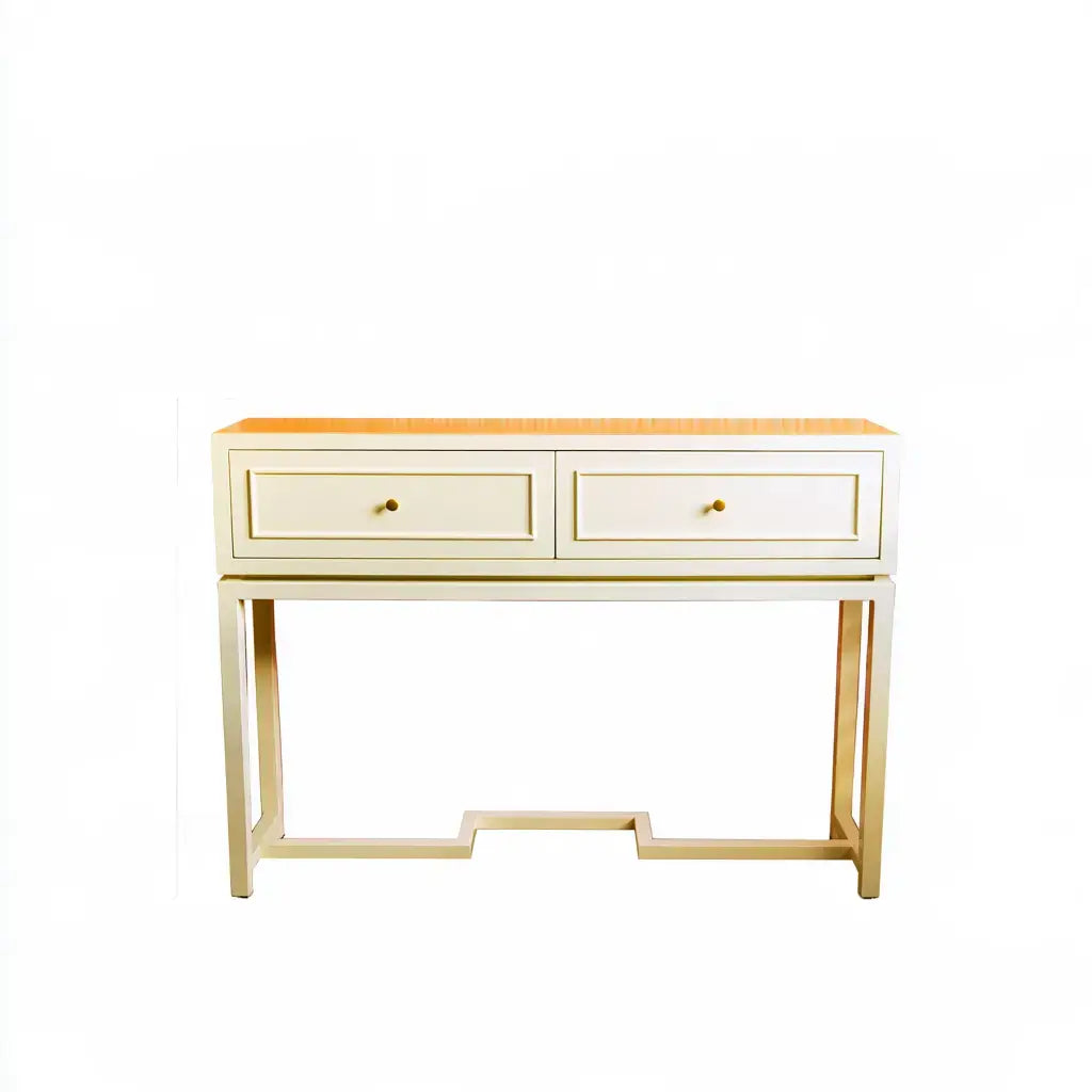 Consola con dos cajones y travesaño bajo - beige