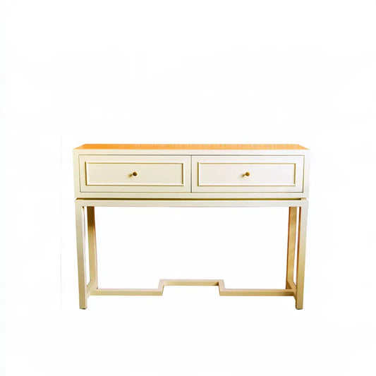 Consola con dos cajones y travesaño bajo - beige