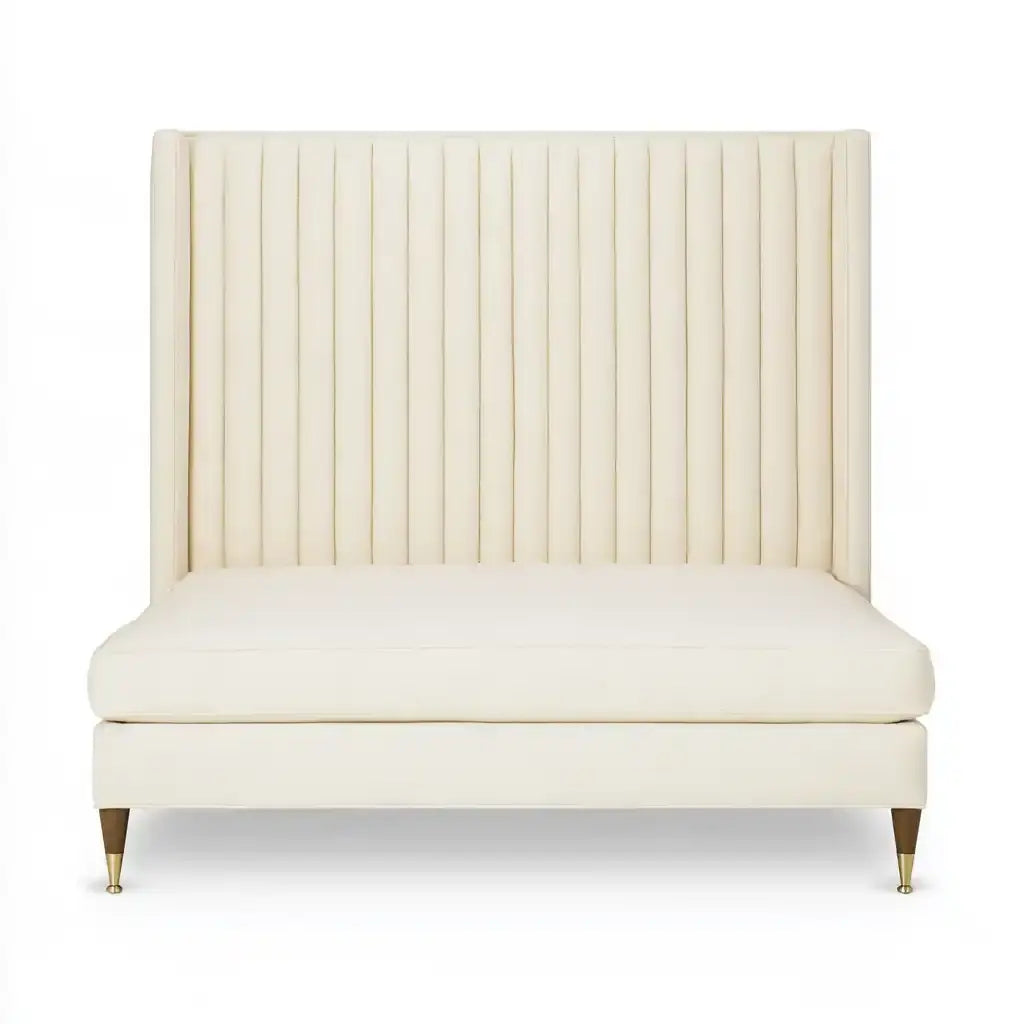 Banco con respaldo alto de canales verticales - beige