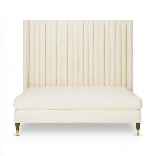 Banco con respaldo alto de canales verticales - beige